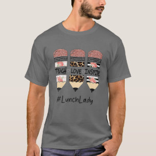 Camiseta Teach Inspire Love Lápiz Leopardo Flor Lad Lunch