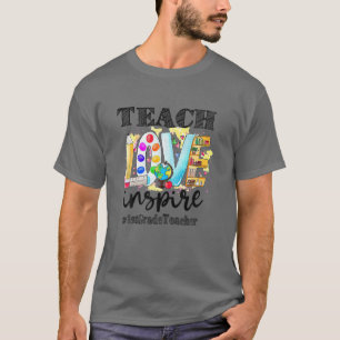 Camiseta Teach Inspire Love Pencil Watercolor de 1er Grado