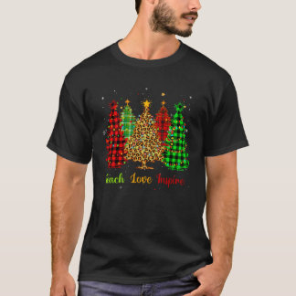 Camiseta Teach Love Inspire Christmas tree with red plaid l