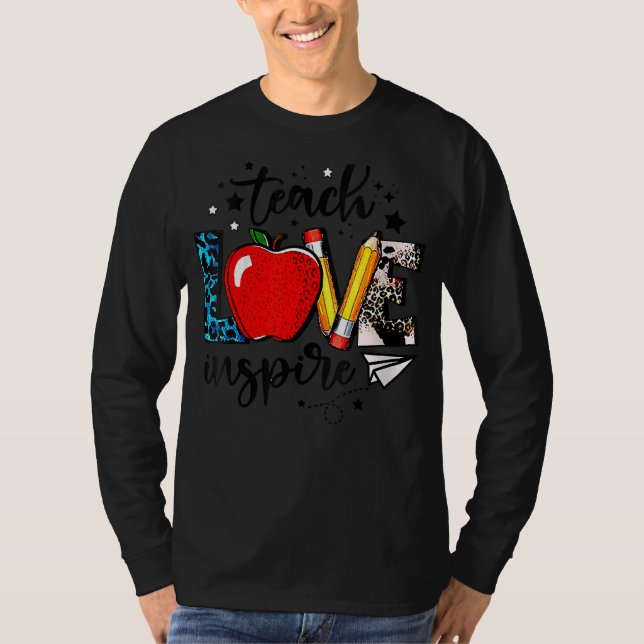 Camiseta Teach Love Inspire Cute Apple Leopard Cheetah Teac (Anverso)