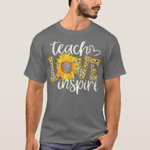Camiseta Teach Love Inspire Cute Sunflower Leopard Cheetah