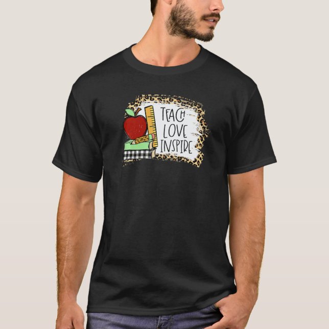 Camiseta Teach Love Inspire Leopard Cheetah Print 100 Days (Anverso)