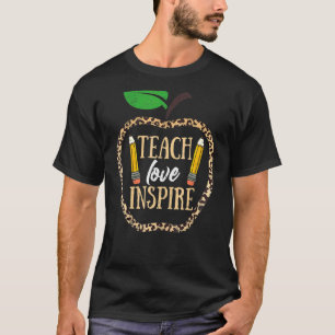 Camiseta Teach Love Inspire Leopardo Cheetah Print Apple Te