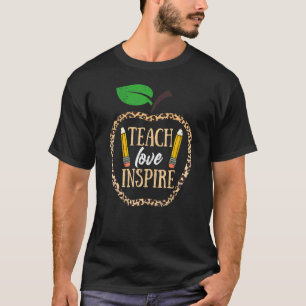 Camiseta Teach Love Inspire Leopardo Cheetah Print Apple Te