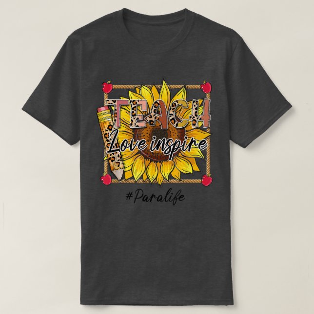 Camiseta Teach Love Inspire Para Life Boho Leopard Sunflowe (Diseño del anverso)