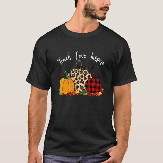 Camiseta Teach Love Inspire Rainbow Fall Prek Kinder Teache (Anverso)