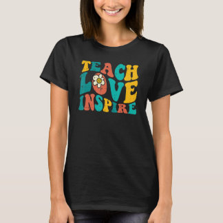 Camiseta Teach Love Inspire Retro Groovy Teacher Life Back