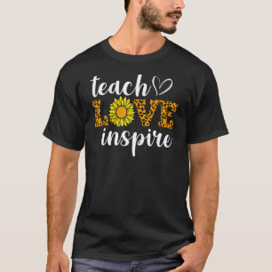 Camiseta Teach Love Inspire Sunflower Boho Leopard Print Sc
