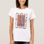 Camiseta Teach Love Inspire Valentine Teacher Pencils Art<br><div class="desc">Celebrate the heart of the classroom with this charming "Teach • Love • Inspire" illustration! Featuring four beautifully patterned pencils decorated with hearts, dots, and stripes, this doodle-style art is surrounded by sweet school icons like apples, books, and tiny hearts. With its warm, earthy pastel palette, this design is the...</div>