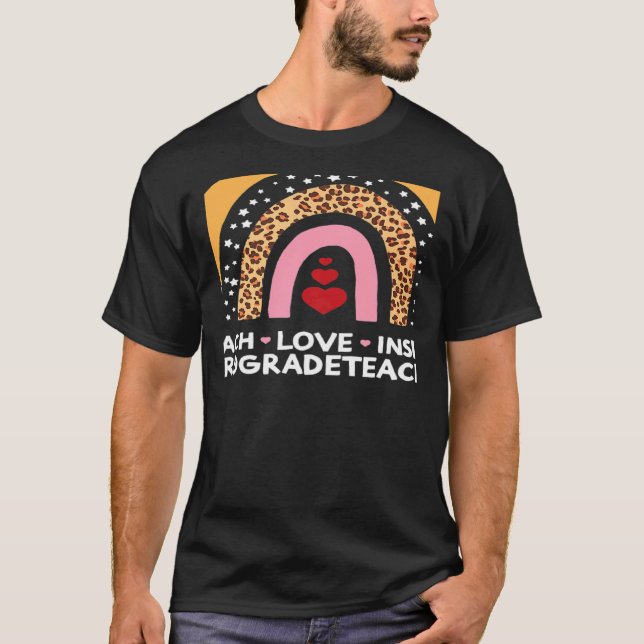 Camiseta Teach Love Inspire Valentines Day 3rd Grade Teache (Anverso)