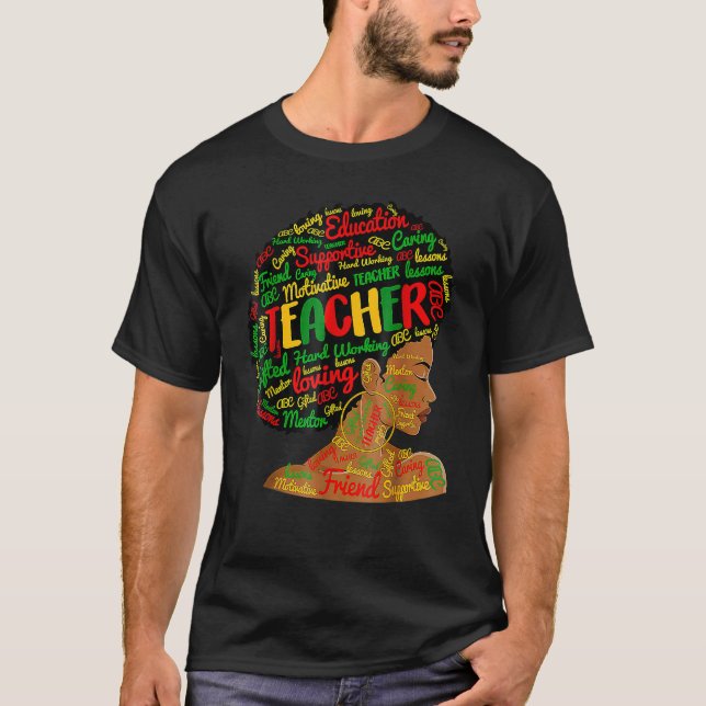 Camiseta Teacher Black History Queen Melanin Afro African P (Anverso)
