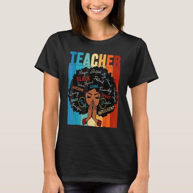 Camiseta Teacher Black History Queen Melanin Afro African P (Anverso)