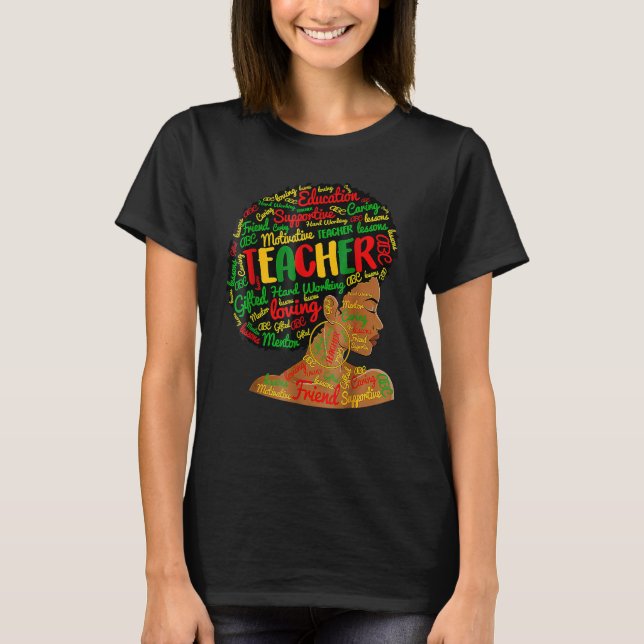 Camiseta Teacher Black History Queen Melanin Afro African P (Anverso)
