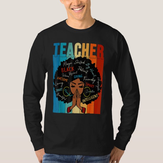 Camiseta Teacher Black History Queen Melanin Afro African P (Anverso)
