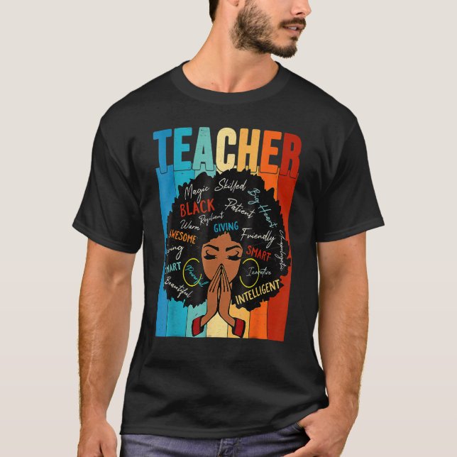 Camiseta Teacher Black History Queen Melanin Afro African P (Anverso)