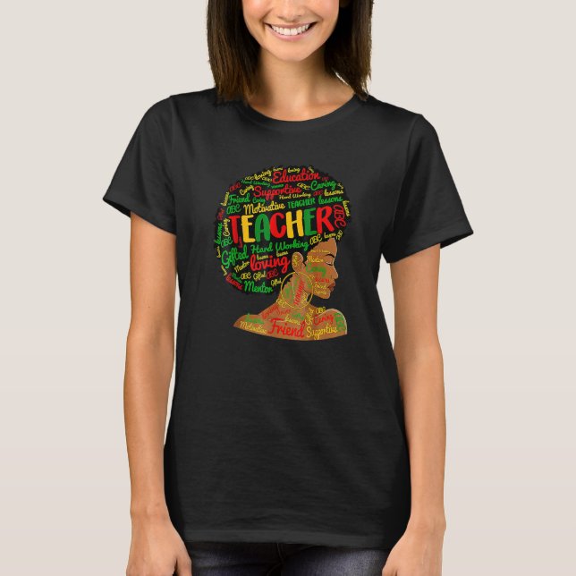 Camiseta Teacher Black History Queen Melanin Afro African P (Anverso)