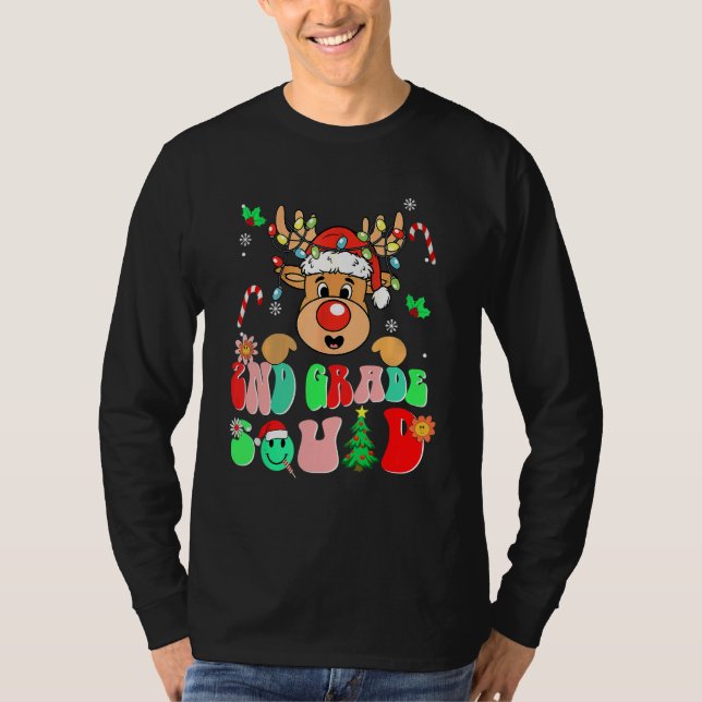 Camiseta Teacher Christmas Funny 2nd Grade Squad Reindeer G (Anverso)