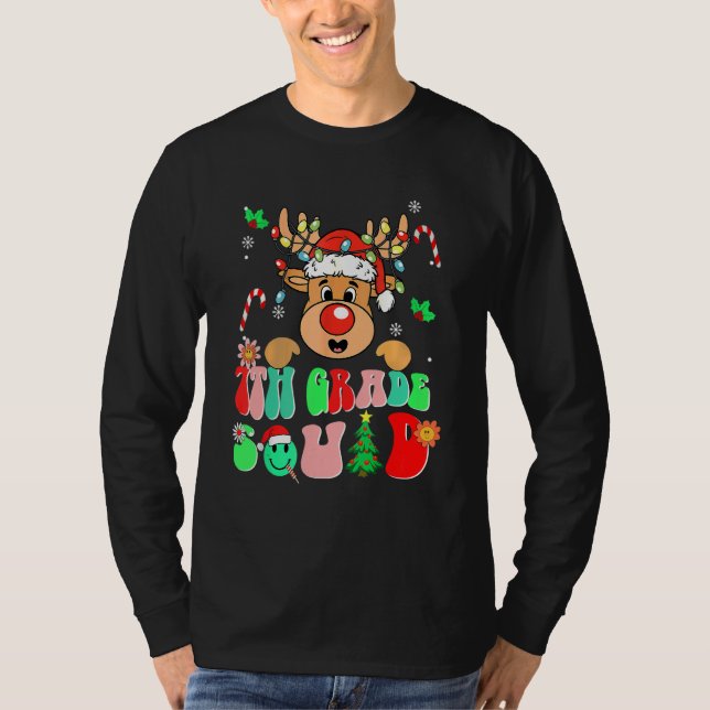 Camiseta Teacher Christmas Funny 7th Grade Squad Reindeer G (Anverso)