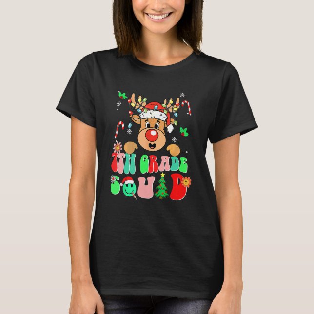 Camiseta Teacher Christmas Funny 7th Grade Squad Reindeer G (Anverso)