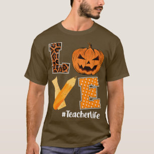Camiseta Teacher de Amor Halloween Otoño Caída Acción de Gr