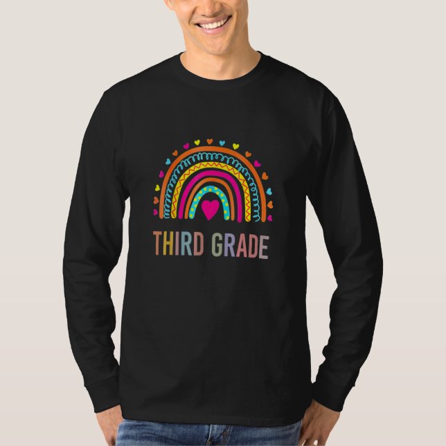 Camiseta Teacher de tercer grado Leopard Rainbow 3º grado T (Anverso)