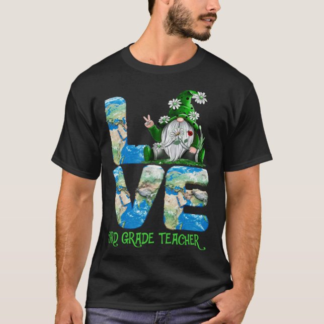 Camiseta Teacher Earth Day 2023 Gnome 3rd Grade Teacher (Anverso)