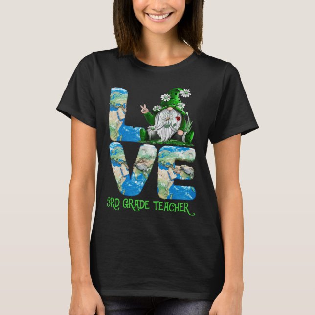 Camiseta Teacher Earth Day 2023 Gnome 3rd Grade Teacher (Anverso)