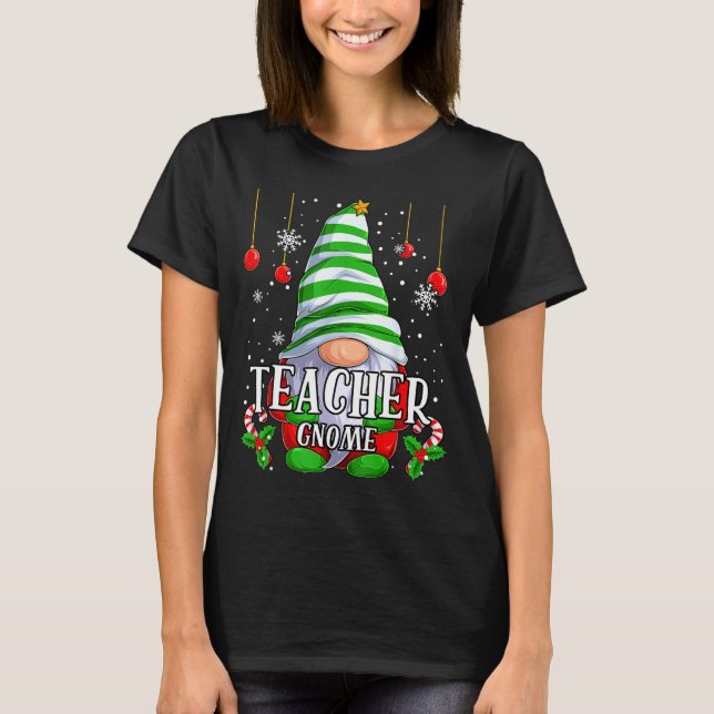 Camiseta Teacher Gnome Christmas Pajamas Matching Family Gr (Anverso)