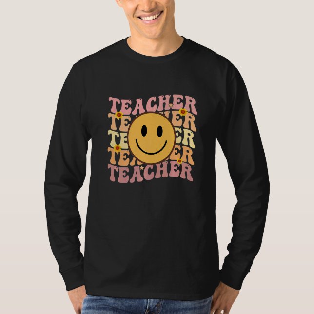 Camiseta Teacher Groovy Retro Hippie  3 (Anverso)