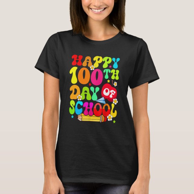 Camiseta Teacher Kids Retro 100 Days Happy 100th Day Of Sch (Anverso)