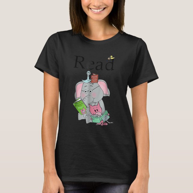Camiseta Teacher Library Read Book Club Cute Elephant Read  (Anverso)