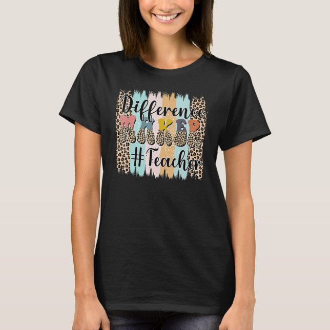 Camiseta Teacher Life Back To School Difference Maker Leopa (Anverso)