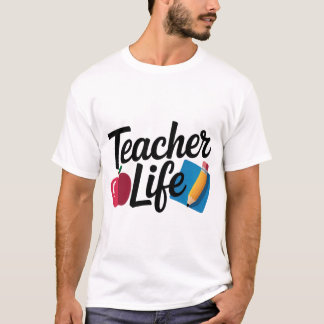 Camiseta Teacher Life Shirt – Cute Apple & Pencil Design |