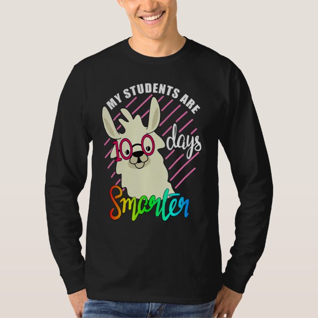 Camiseta Teacher Llama lovers My Students are 100 Days smar (Anverso)