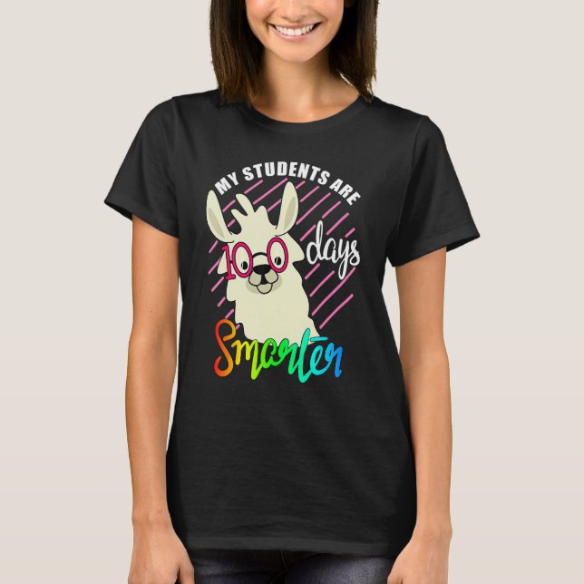 Camiseta Teacher Llama lovers My Students are 100 Days smar (Anverso)