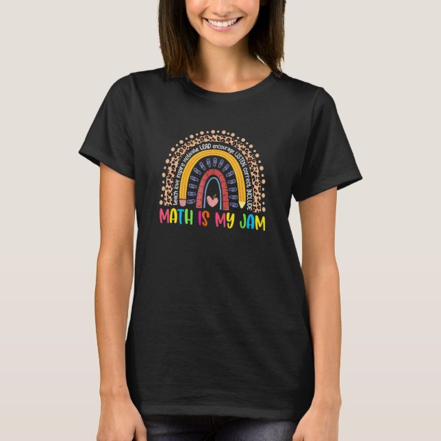 Camiseta Teacher Math Is My Jam 100 Days Of School Rainbow  (Anverso)