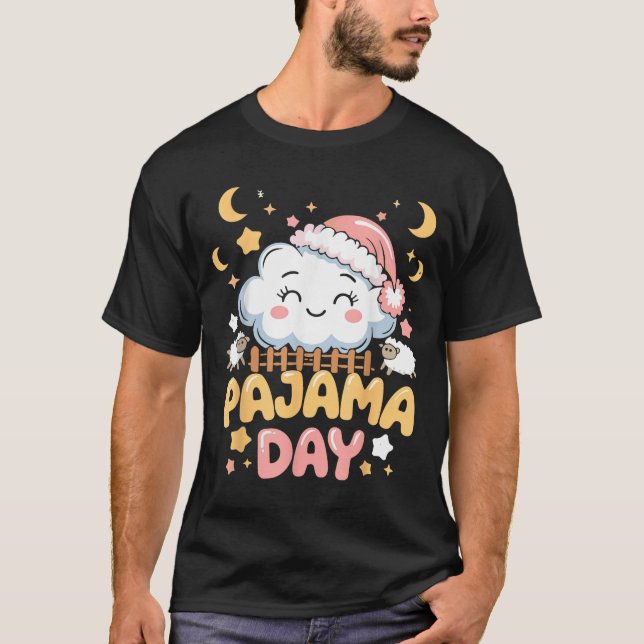 Camiseta Teacher Pajama Day Shirt, Funny Cloud Sleever Scho (Anverso)