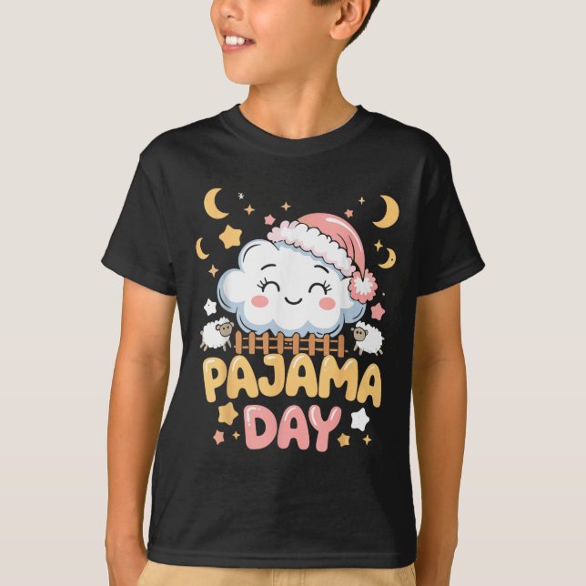 Camiseta Teacher Pajama Day Shirt, Funny Cloud Sleever Scho (Anverso)