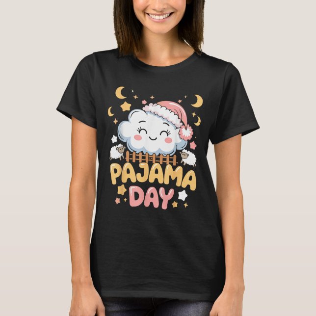 Camiseta Teacher Pajama Day Shirt, Funny Cloud Sleever Scho (Anverso)