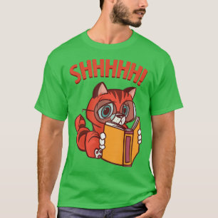 Camiseta Teacher Reading Cat Silence Teacher Word Book Love