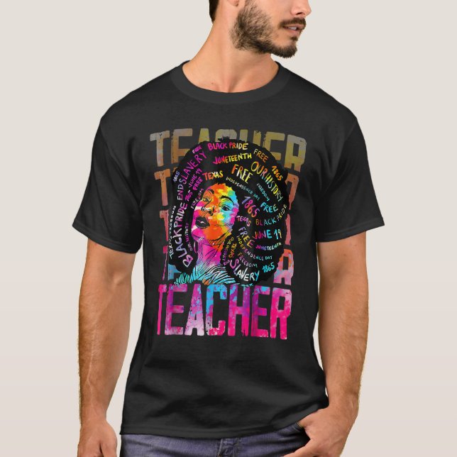 Camiseta Teacher Retro Black History Month Afro Queen Black (Anverso)