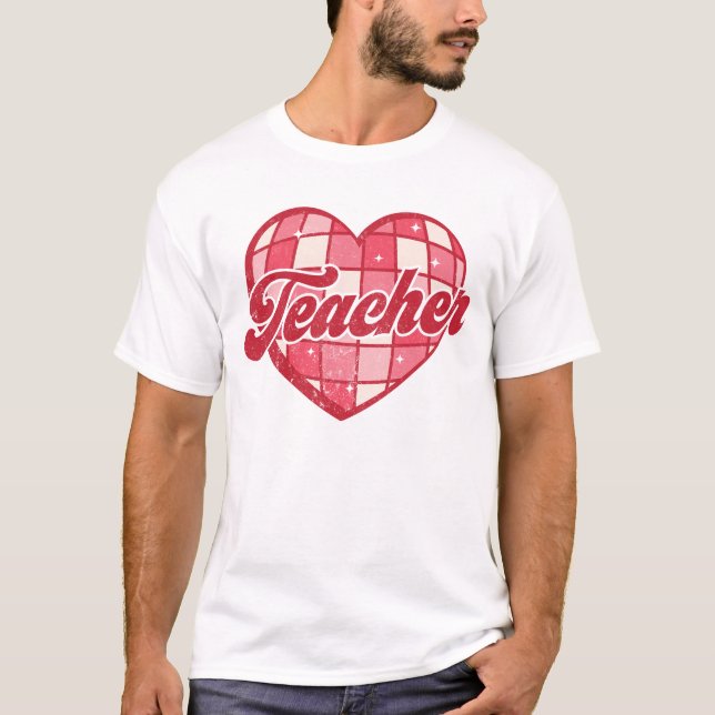 Camiseta Teacher Retro Valentines Heart (Anverso)