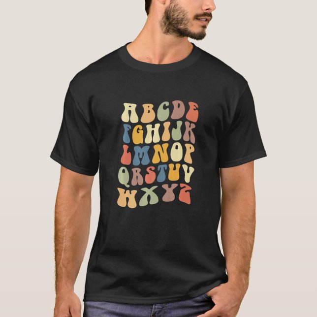 Camiseta Teacher School Alphabet Vintage Retro   (Anverso)