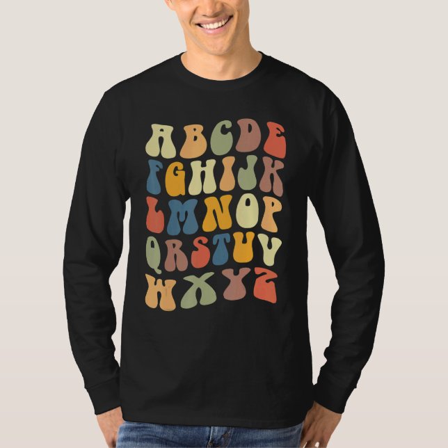 Camiseta Teacher School Alphabet Vintage Retro (Anverso)