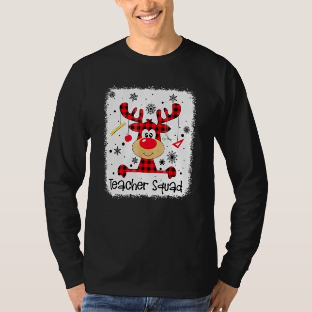 Camiseta Teacher Squad Cute Red Plaid Reindeer Snow  Christ (Anverso)