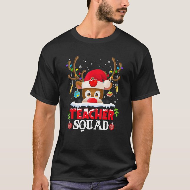 Camiseta Teacher Squad Reindeer  Teacher Christmas For Men  (Anverso)