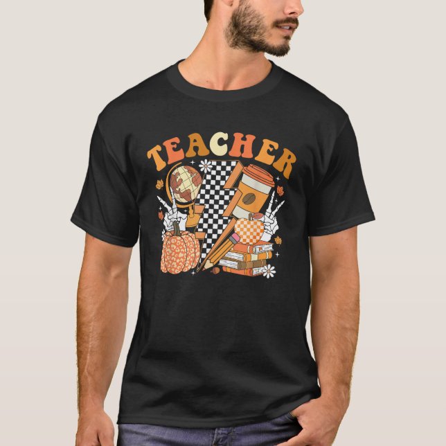 Camiseta Teacher Thanksgiving Coffee Pumpkin Spice Hallowee (Anverso)