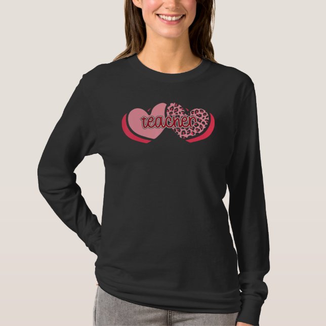 Camiseta Teacher Valentines Day Outfit for Women Leopard Gr (Anverso)