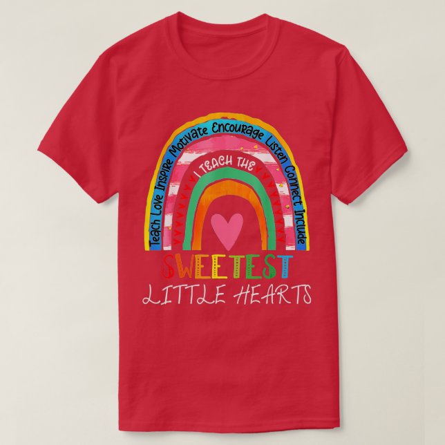 Camiseta Teacher valentines day  teacher rainbow sweetest h (Diseño del anverso)