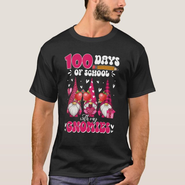 Camiseta Teachers 100 Days Of School With My Gnomies Valent (Anverso)